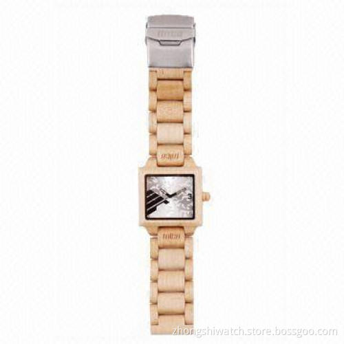 Fashionable Wooden Watch with Quartz Movement and Hard Mineral Glass, Customized Logos Welcomed